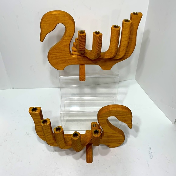 wooden swan candelabra vintage - Picture 5 of 16